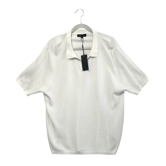 Patrick Assaraf Textured Merino Wool Blend Polo NWT Men's Sz XXL Off White - Picture 1 of 5